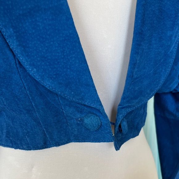Wilson’s Leather Vintage 80s blue suede cropped leather jacket - Picture 7 of 9